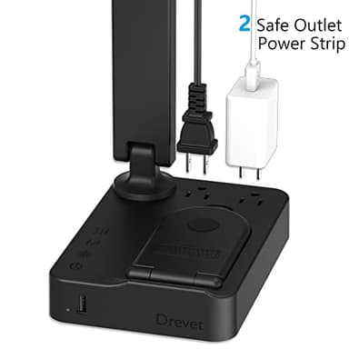 Drevet LED Desk Lamp with Wireless Charger, Desk Table Light with USB Charging Port and 2 Outlets, 3 Lighting Modes, 3 Level Brightness, 1H Timer, Touch Control, Eye-Caring Home Office Foldable Lamp - Image 5