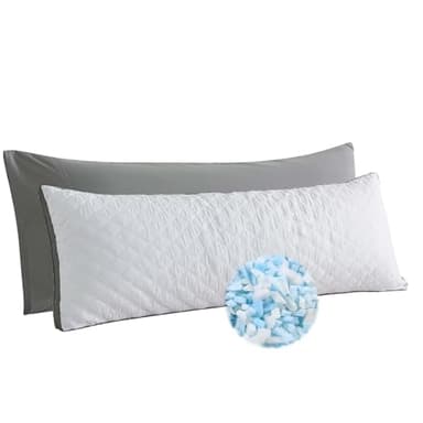 WhatsBedding Memory Foam Body Pillow with Removable Pillowcase-Fluffy Body Pillows for Adults -Large Long Bed Pillows for Sleeping - 20x54 inch, White - Image 1