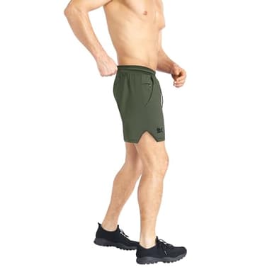 BROKIG Men's Inzip Lightweight Gym Workout Shorts,5 Inch Fitted Athletic Lifting Bodybuilding Shorts with Zipper Pockets(Large,Army Green) - Image 5