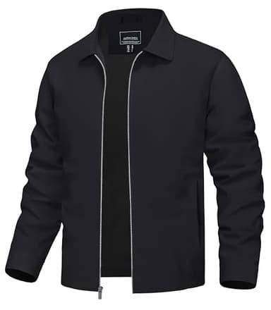 TACVASEN Mens Jacket Lightweight Windbreaker Jacket Business Casual Stylish Zip Up Work Coat for Fall and Spring Black - Image 1