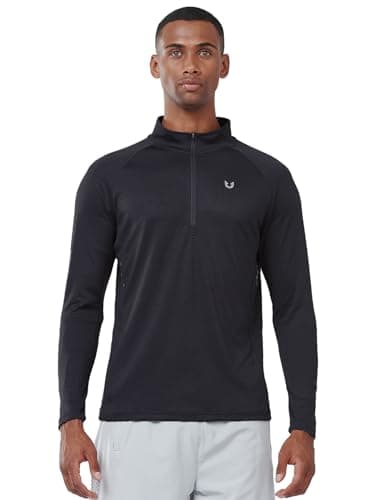 NORTHYARD Men's Running Shirt Long Sleeve Quarter Zip Pullover Moisture Wicking Quick Dry Athletic Workout Shirts Black-M - Image 2