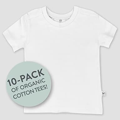 HonestBaby 10-Pack Short Sleeve T-shirts 100% Organic Cotton Baby, Toddler, Little Kids, Boys, Girls, Unisex, Bright White, Newborn - Image 4