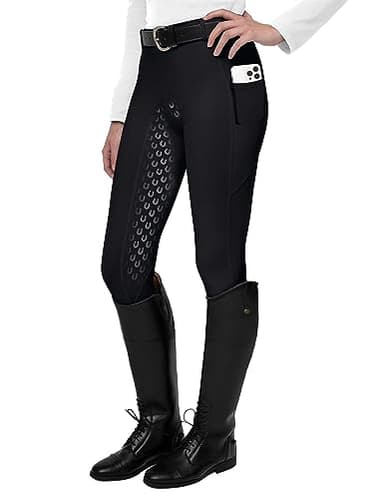 FitsT4 Sports Women's Full Seat Riding Tights Active Silicon Grip Horse Riding Tights Equestrian Breeches Black Size M - Image 1