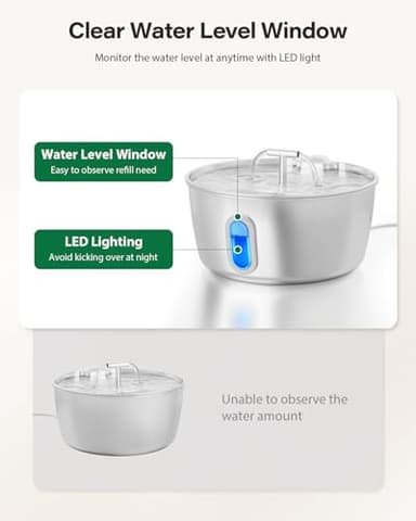 Cat Water Fountain Stainless Steel - 3.2L/108oz Pet Water Fountain for Cats Indoor - Automatic Pet Watering Dispenser (4 Filters) - Image 8