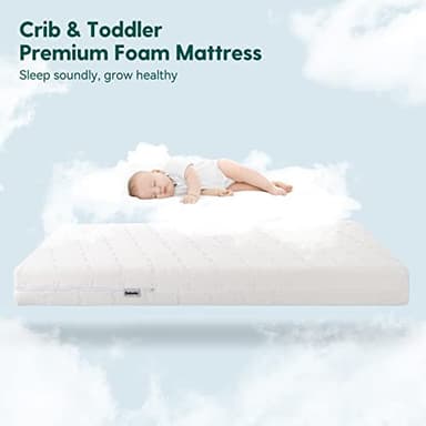 BABELIO Breathable Crib Mattress, Dual-Sided, Memory Foam, Waterproof, Removable and Machine-Washable Cover, for Toddler and Baby 52" x 27.5" - Image 2