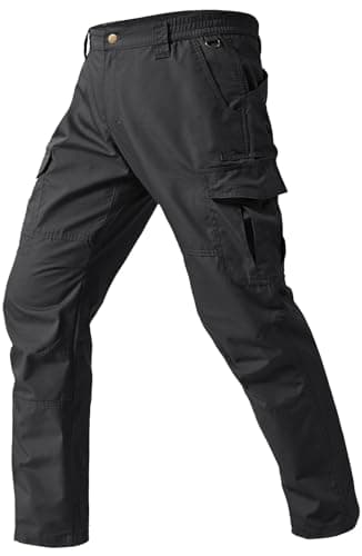 SPOSULEI Mens Cargo Pants Waterproof Ripstop Durable Tactical Work Pants Outdoor Lightweight Utility Hiking Working Construction Pants with 7 Pockets Black 30Wx32L - Image 1
