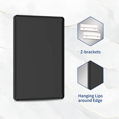 WEER 48X30 Inch Black Metal Framed Bathroom Mirror, Matte Black Bathroom Vanity Mirror, Rectangular Black Wall Mirror for Bathroom, Tempered Glass, Rounded Corner, Hangs Horizontal or Vertical - Image 7