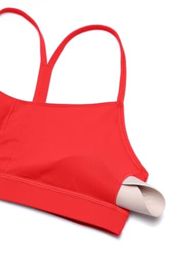 CRZ YOGA Butterluxe Womens Y Back Sports Bra - Padded Racerback Low Impact Spaghetti Thin Strap Workout Yoga Top Deep Red Small - Image 5