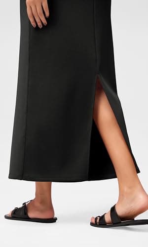 ODODOS Modal Soft Maxi Skirt for Women, Back Slit High Waist Casual Long Pencil Skirts, Black, Small - Image 4