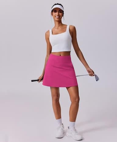 PINSPARK Tennis Skirts for Women 18" Golf Skort with Pockets High Waisted Athletic Skorts Sun Protection Activewear Skirt, Hot Pink XX-Large - Image 5