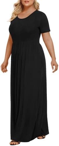 LONGYUAN Women's Plus Size Maxi Dresses for Curvy Women Summer Short Sleeve Casual 2026 Long Dress XL-6XL - Image 3