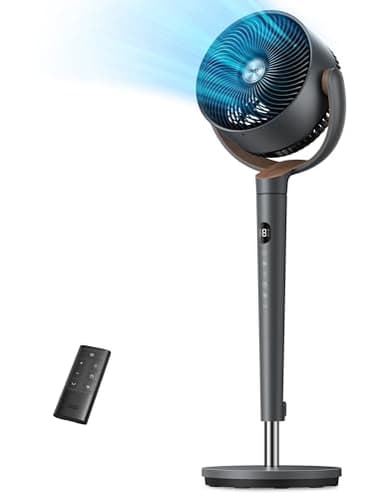 Dreo Fan for Bedroom, 120° Oscillating Standing Fans, Quiet Floor Fan with DC Motor, 100ft Pedestal Fans for Room, 9 Speeds, 4 modes, 20dB, 120° Manual Vertical, 37-42" Adjustable Height, 9H Timer - Image 1