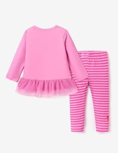 Disney Princess Toddler Girl Outfit 2PCS Girls Clothes Long Sleeve T-Shirt Dress and Striped Leggings Clothing Sets Fall Casual Pullover Dailywear Pink 3-4T - Image 4
