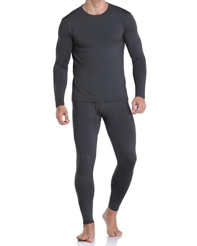 WEERTI Thermal Underwear for Men Long Johns with Fleece Lined, Base Layer Men Cold Weather Top Bottom Charcoal - Image 1