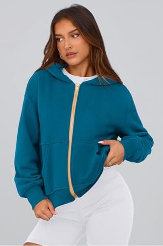 PRETTYGARDEN Hoodies for Women Sweatshirt Zip Up Hoodie Fall Fashion 2025 Trendy Long Sleeve Jackets Winter Clothing Outfits (Lake Blue,X-Large) - Image 7