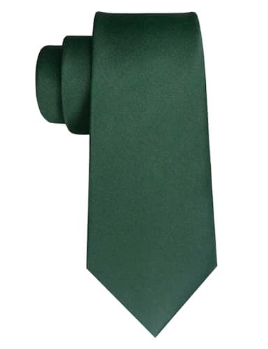 RBOCOTT Dark Green Tie Necktie and Pocket Square with Tie Clip Sets for men Party Wedding and Business - Image 2