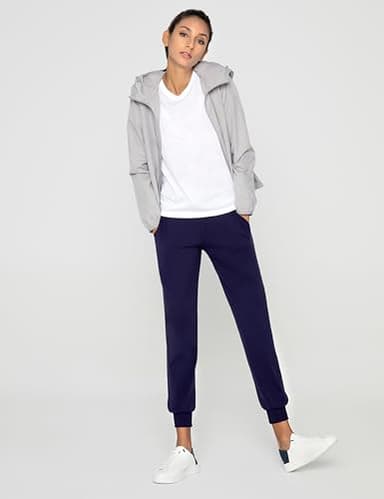 AJISAI Women's Petite Joggers Pants with Pockets Drawstring Sweatpants for Running Workout Lounge Wear Navy 25" XS - Image 3
