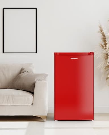 Upstreman 3.2 Cu.Ft Mini Fridge with Freezer, Single Door, Dorm Fridge, Adjustable Thermostat, Refrigerator for Dorm, Office, Bedroom, Red-BR321 - Image 8