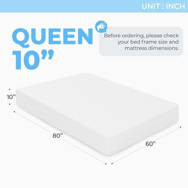 Neo Sleep 10 Inch Queen Cooling Gel Memory Foam Medium Firm Mattress Cool Sleep Pressure Relief CertiPUR-US Certified Foam, Mattress-in-a-Box Kids and Adults No Fiberglass (Queen, 10 in) - Image 2