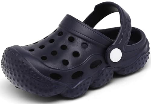 INMINPIN Kids Girls Boys Clogs Garden Shoes Toddler Slides Sandals Children Water Shower Beach Pool Slippers Indoor Outdoor,Toddler 8,Navy - Image 1