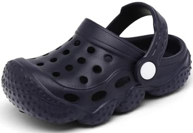 INMINPIN Kids Girls Boys Clogs Garden Shoes Toddler Slides Sandals Children Water Shower Beach Pool Slippers Indoor Outdoor,Toddler 8,Navy - Image 1