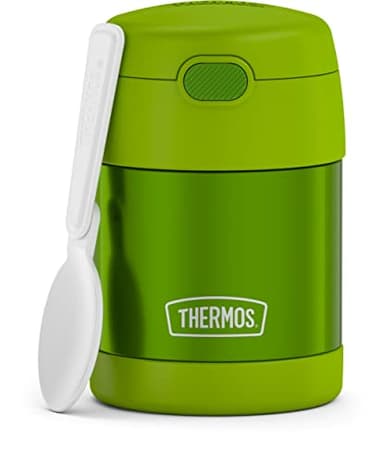 THERMOS FUNTAINER Insulated Food Jar, 10 Ounce, Kid Friendly Food Jar with Foldable Spoon, Lime - Image 1