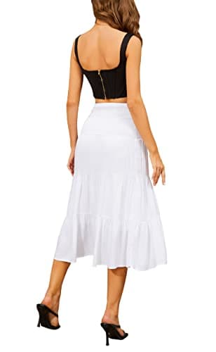 Tsher Tube Top Dress for Women Summer Solid Strapless Mini Dresses, Off The Shoudle Ruffle Beach Dress （XS, White-2 - Image 7