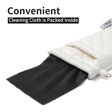 Face Shadow Double Glasses Case Soft Eyeglass Case For Women Men Squeeze Top Sunglasses Case With Cleaning Cloth - Image 4