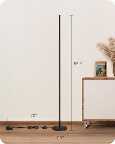 EDISHINE LED Corner Floor Lamp, 57.5" Minimalist Dimmable Sleek Light, Adjustable Height, Standing Tall Floor Lamps for Living Room, Bedroom, Office, 3000K Warm White Light, Black - Image 7