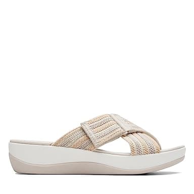 Clarks Women's Arla Wave Slide Sandal, Beige Combi, 9 Wide - Image 1