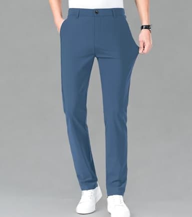 LUSHENUNI Men's Golf Pants Slim High Stretch, Ice Silk Dress Pants with Expandable-Waist Pants (Dark Blue,36) - Image 7