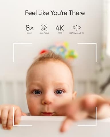 eufy Security Baby Monitor E21 with 4K UHD Camera, 5'' 720p Display, 8X Zoom, Hybrid Wi-Fi and No Wi-Fi Connection, 24/7 Recording in app, Pan-Tilt, Portable Camera with Built-in Battery, ANR - Image 4