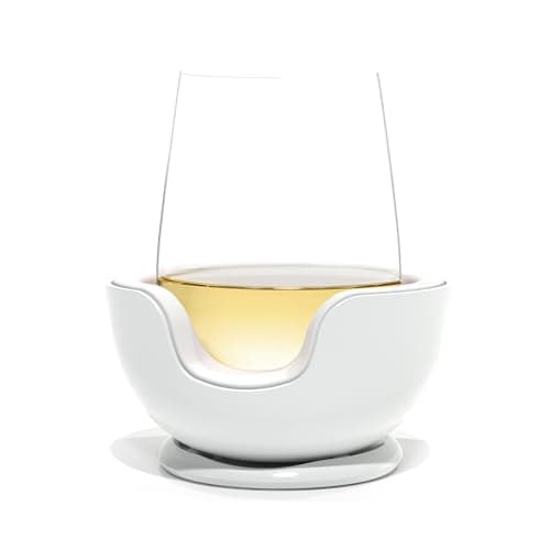 VoChill Stemless Wine Glass Chiller | Keep the Chill In Your Glass | Made in the USA | Separable & Refreezable Chill Cradle | Actively Chills Stemless Glassware | Quartz, Single Stemless - Image 1