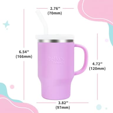 Bella's Friends Handy Mini Tumbler – Adorable 9 oz Toddler Sippy Cup, Stainless Interior & Silicone Body, Leak‑Proof, Dishwasher Safe, Gift for 1-3 Years Old Girls & Boys, 2 Pack, Lilac&Azure Blue - Image 3