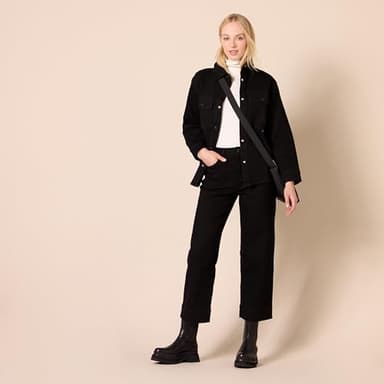 Amazon Essentials Women's High-Rise Regular-Fit Ankle-Length Wide-Leg Jean, Black, 0 - Image 4