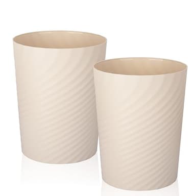 UUJOLY Plastic Small Trash Can Wastebasket, Garbage Container Basket for Bathrooms, Laundry Room, Kitchens, Offices, Kids Rooms, Dorms, (Beige, 1.8 Gallon/2 Pack) - Image 1