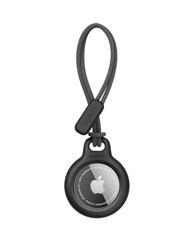 Belkin Apple Airtag Secure Holder With Strap - Apple Air Tag Keychain - Airtag Holder With Strap For Key Ring - Airtag Keychain Accessories - Scratch Resistant Airtag Case With Raised Edges - Black - Image 1