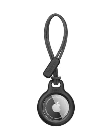 Belkin Apple Airtag Secure Holder With Strap - Apple Air Tag Keychain - Airtag Holder With Strap For Key Ring - Airtag Keychain Accessories - Scratch Resistant Airtag Case With Raised Edges - Black - Image 1