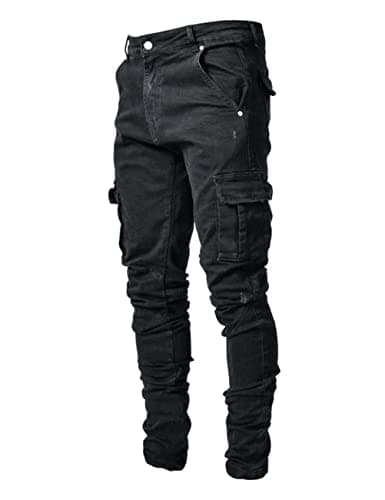 HUNGSON Men's Slim Fit Jeans 7 Pockets Stretch Skinny Denim Pencil Pants Nova Fashion - Image 1