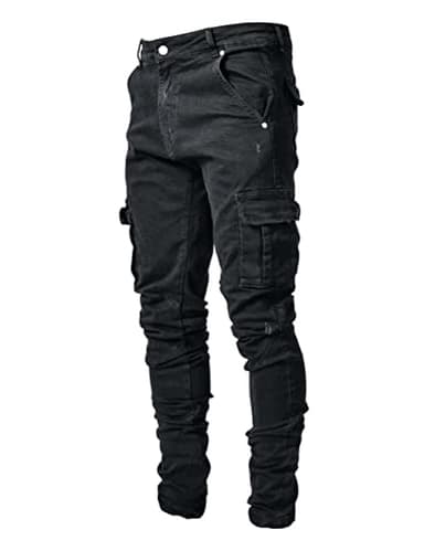 HUNGSON Men's Slim Fit Jeans 7 Pockets Stretch Skinny Denim Pencil Pants Nova Fashion - Image 1