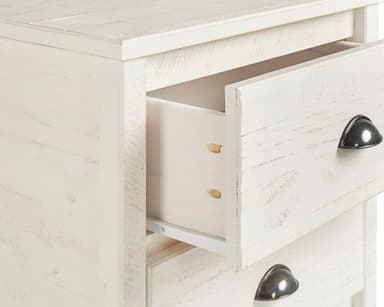 Baja Night Stand / 2 Drawer / Solid Wood / Rustic Bedside Table for Bedroom, Living Room, Sofa Couch, Hall / Metal Drawer Pulls, Shabby White - Image 7