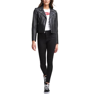 Levi's Women's Faux Leather Moto Jacket (Regular & Plus Size), Classic Black, Medium - Image 5