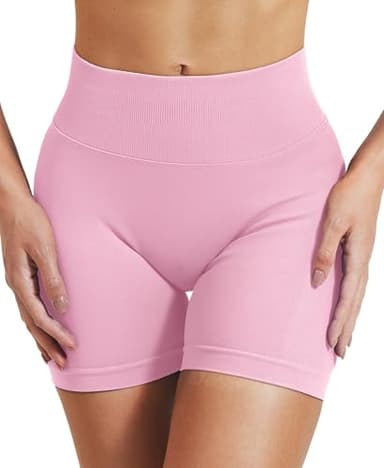 VOYJOY Women Workout Impact Shorts 2.5"/ 3.6"/ 4.5"/ 6" Scrunch Butt Lifting Gym Seamless Booty Biker Shorts Pink - Image 5