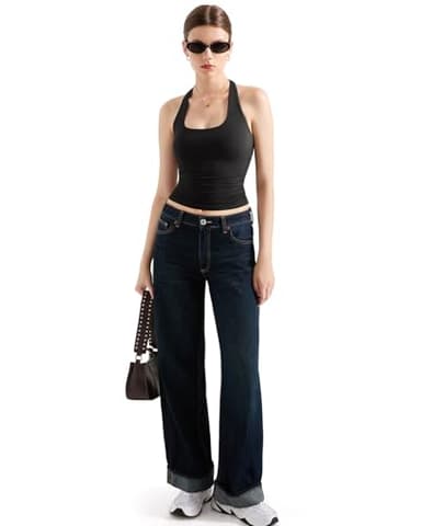 SUUKSESS Women Halter Tank Tops Double Lined Basic Backless Y2K Trendy Going Out Tops (Black,S) - Image 6