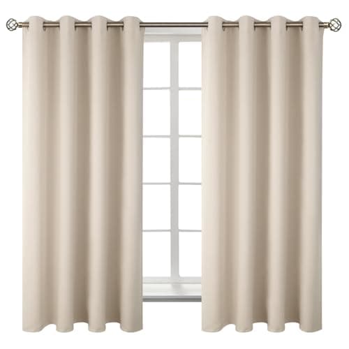 BGment Blackout Curtains - Grommet Thermal Insulated Room Darkening Bedroom and Living Room Curtains, Set of 2 Panels (52 x 63 Inch, Champagne) - Image 1