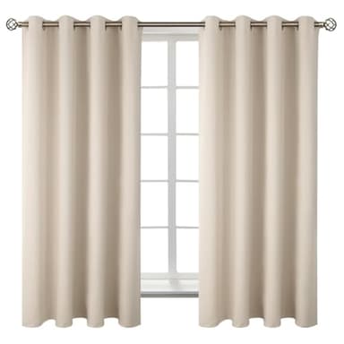 BGment Blackout Curtains - Grommet Thermal Insulated Room Darkening Bedroom and Living Room Curtains, Set of 2 Panels (52 x 63 Inch, Champagne) - Image 1