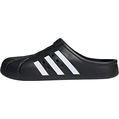 adidas Unisex Adilette Clogs Slide Sandal, Core Black/White/Core Black, 10 US Women/9 US Men - Image 1