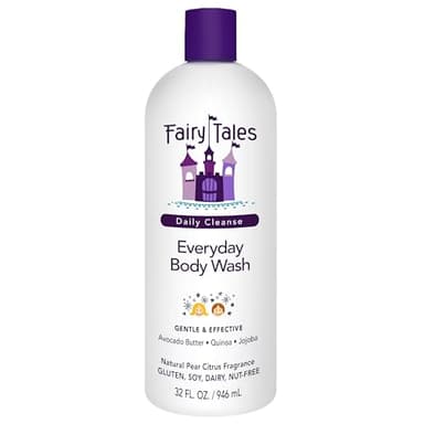Fairy Tales Daily Cleanse Everyday Kids Body Wash - Soap for Bath or Shower, Body Wash For Kids With Clean and Natural Ingredients, Delicious Pear Citrus Scent – 32 oz. - Image 1