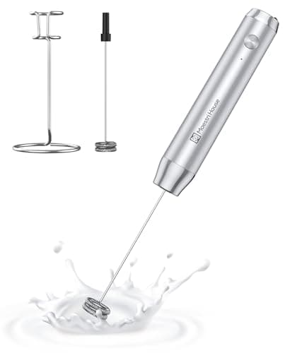 Maestri House Rechargeable Milk Frother with Stand, LunaFro Handheld Electric Foam Maker Waterproof Detachable Stainless Steel Whisk Drink Mixer Foamer for Lattes, Cappuccino - Image 1