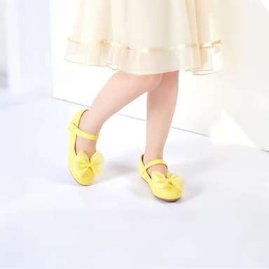 THEE BRON Toddler/Little Girl Mary Jane Flats Princess Dress Shoes(G06 Toddler,Yellow/8M) - Image 4